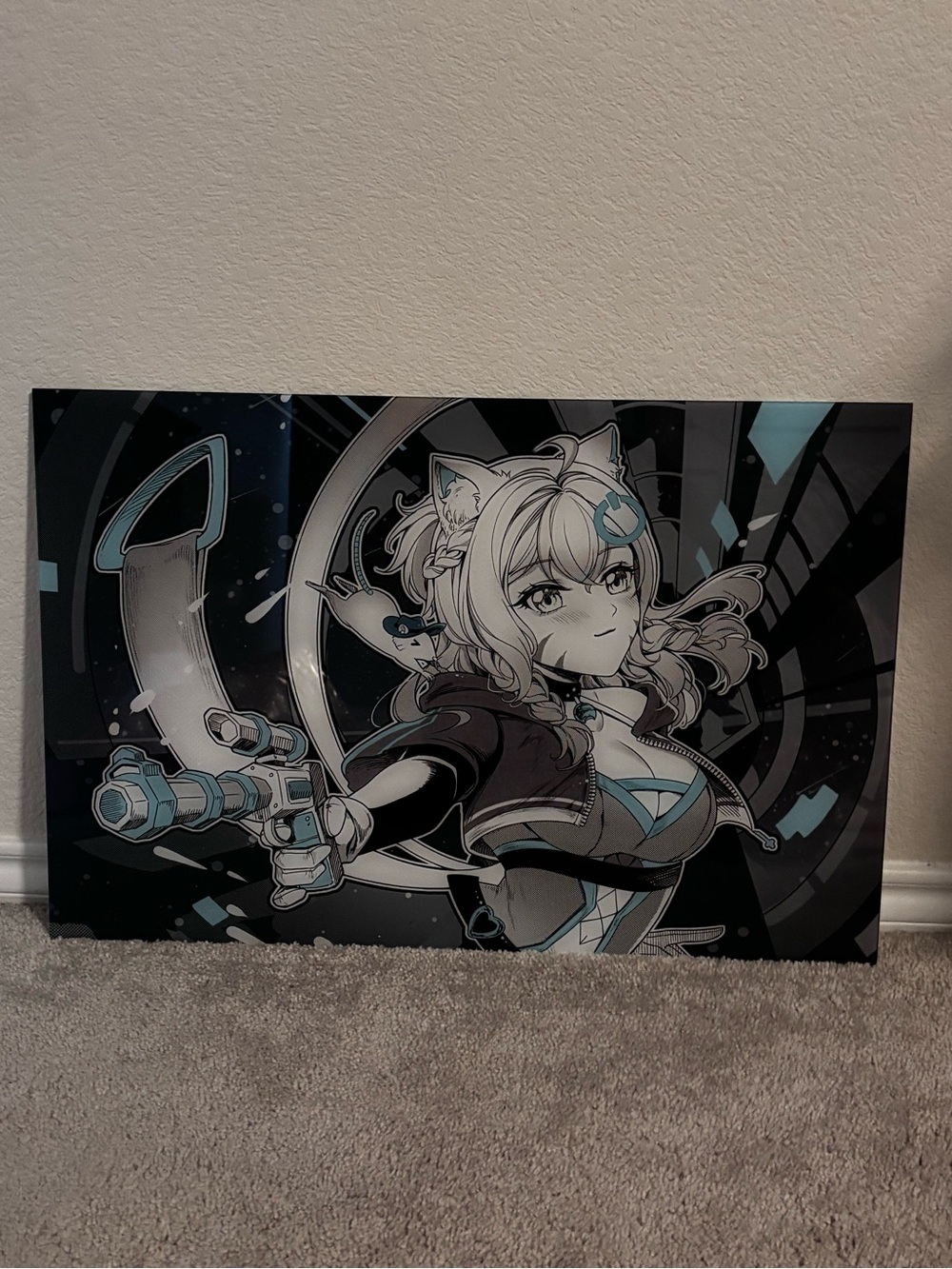 Teal & Black Anime Wall Art Print - Home Wall Decor